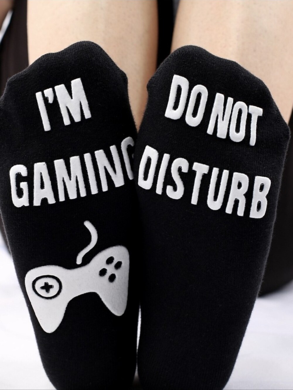 Do Not Disturb / I'm Gaming Black Novelty Socks